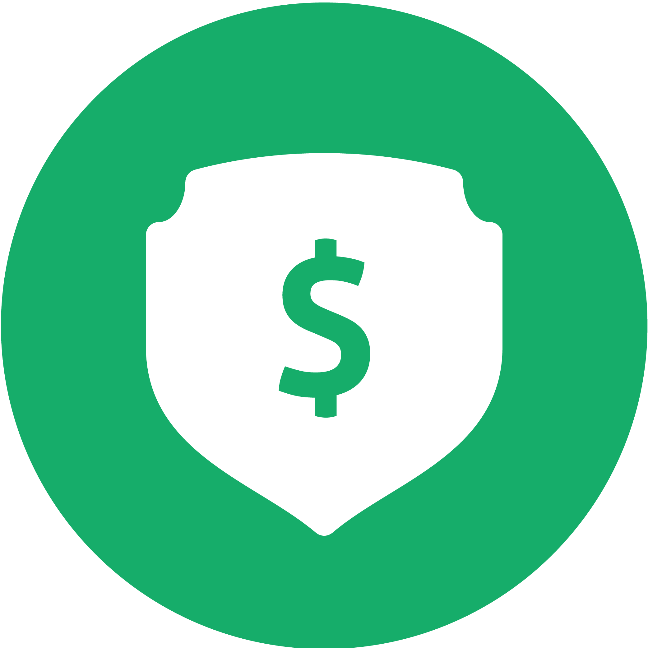 Icon of a dollar sign on a green background