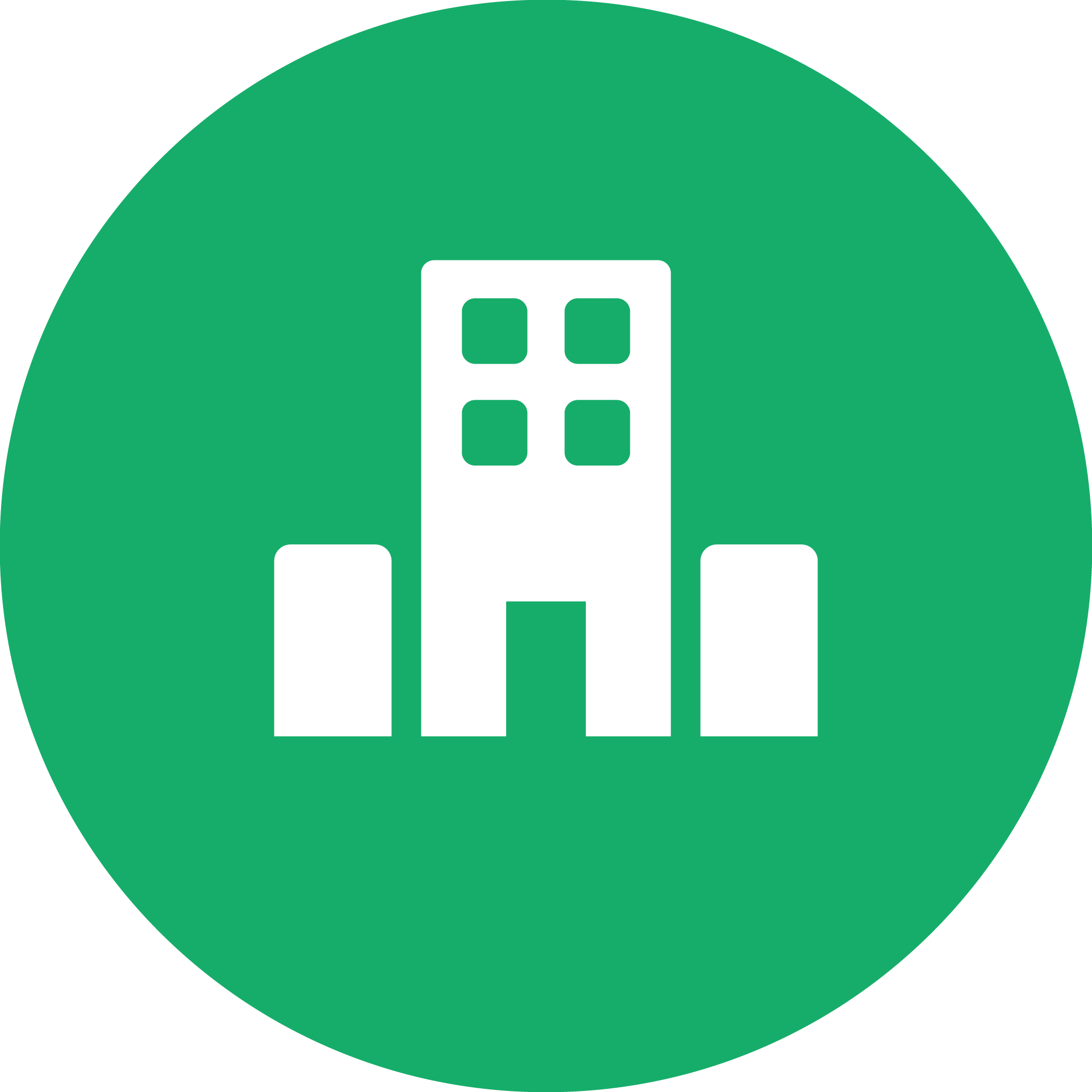 Icon of a building on a green background