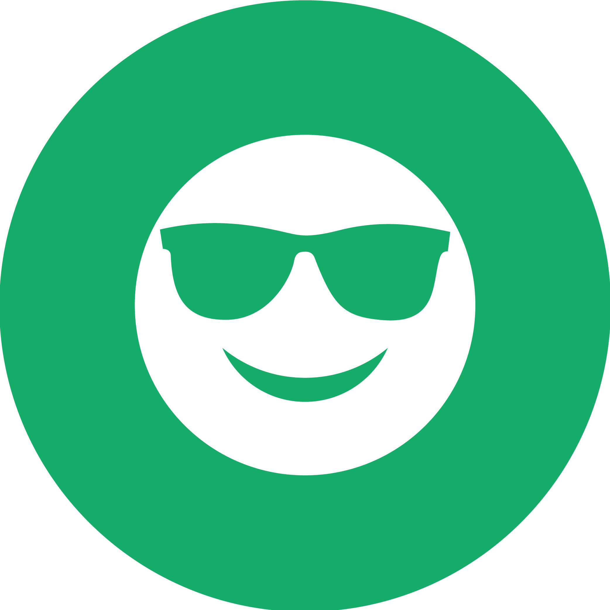 Icon of a smiley face wearing sunglasses